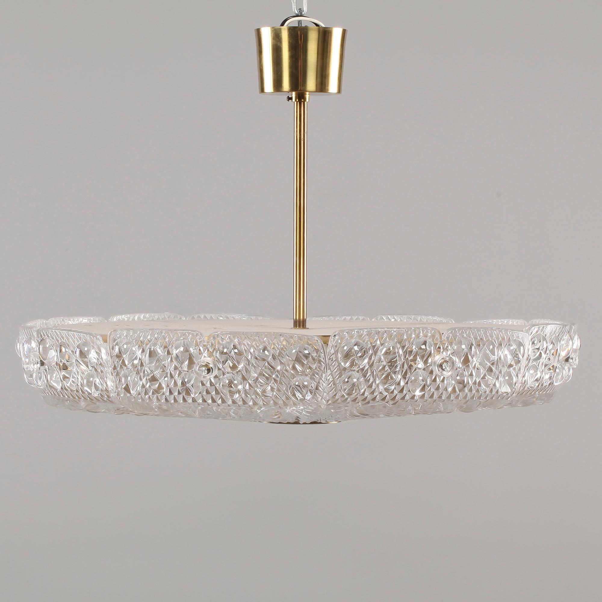 TAKLAMPA, Orrefors, sannolikt Carl Fagerlund, 1960-tal, höjd 32 cm.