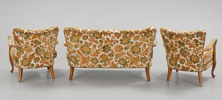 SOFFA OCH TVÅ FÅTÖLJER, Knolls internationella möbler, 1940-50-tal.