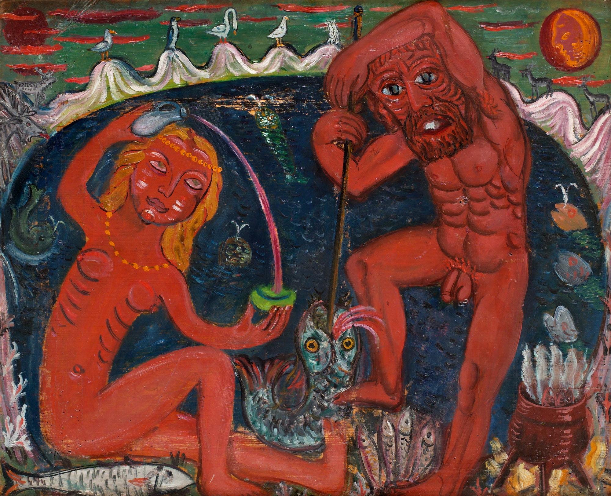 HILDING LINNQVIST, olja på pannå. Otydligt sign.