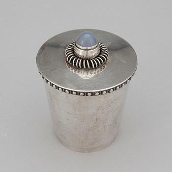 A lidded sterling silver jar by Chr Nygård & Son Linköping 1956. Total weight ca 470 gram.