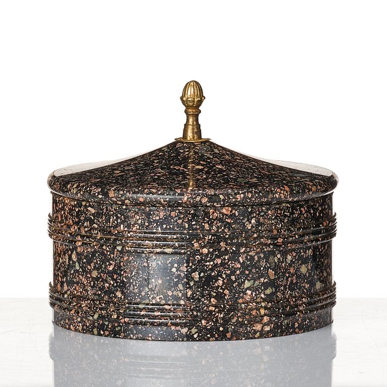 A Swedish Empire 19th century porphyry butter box.