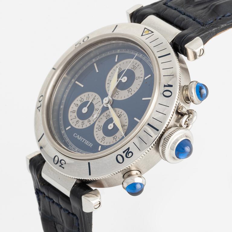 Cartier, Pasha, wristwatch, chronograph, 35,5 mm.
