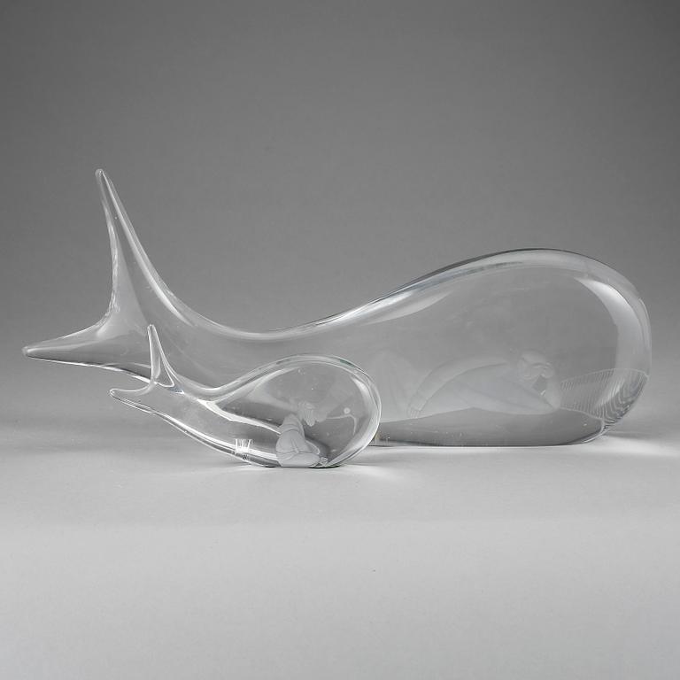 SKULPTURER, 2 st, glas, Vicke Lindstrand, Kosta.
