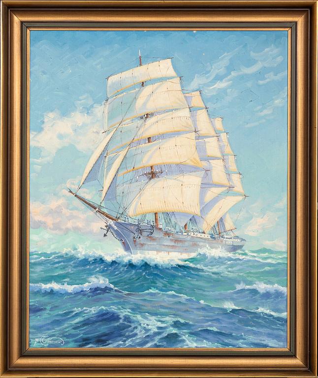 ALFRED COLLIN, olja på pannå, signerad.