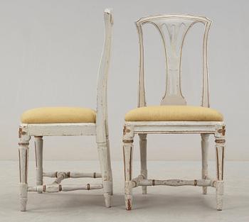 A set of six Gustavian chairs.