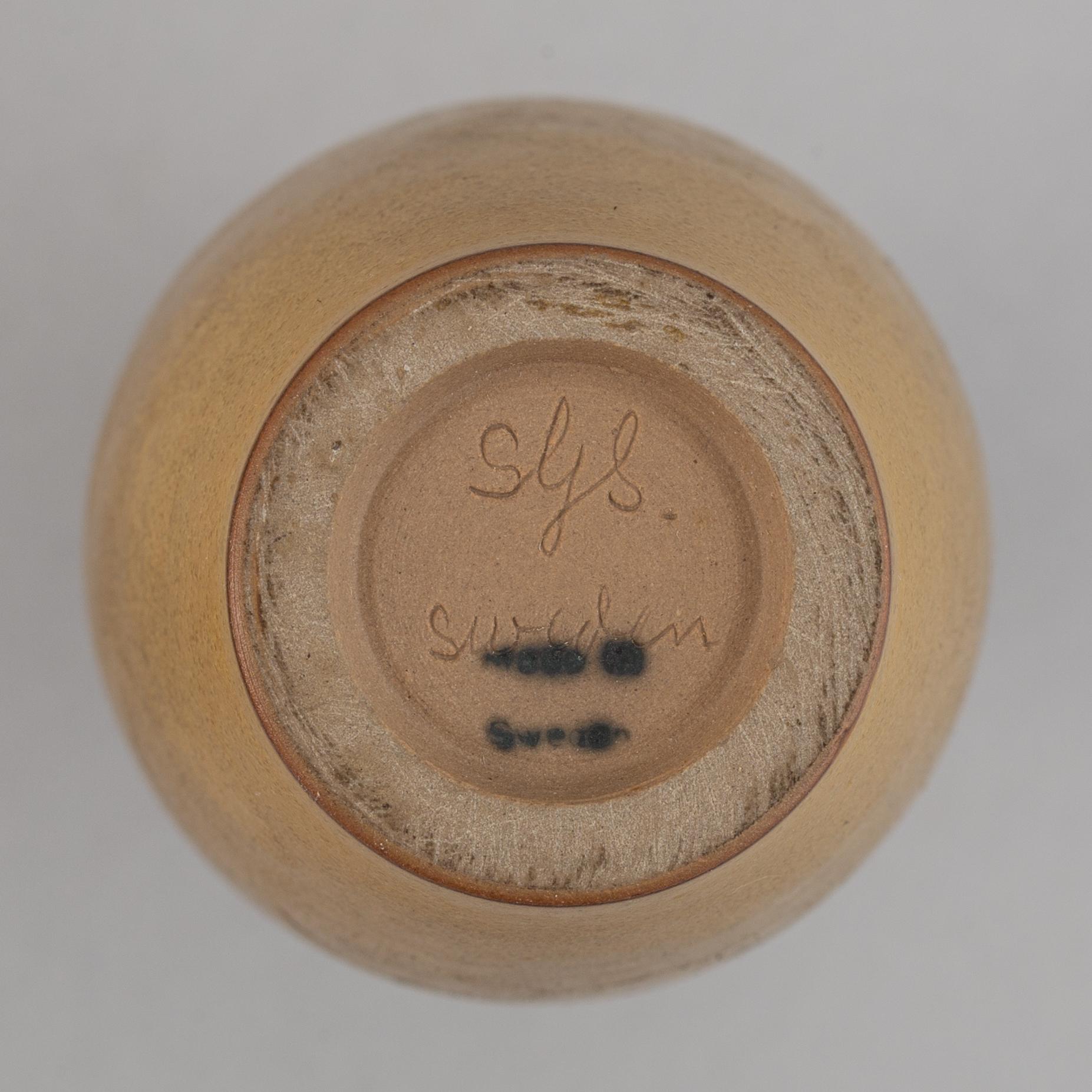 A set five stoneware vases and two bowls, including Tomas Anagrius and Atte Holm, Höganäs.