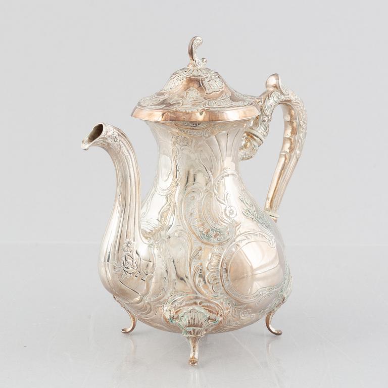 A Swedish silver Rococo style coffee pot, Malmö 1972.