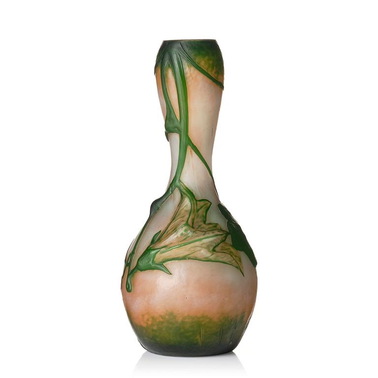 Daum Frères, an Art Nouveau soufflé glass vase, "Coloquinte en fleurs", Nancy, France, ca 1906-1907.