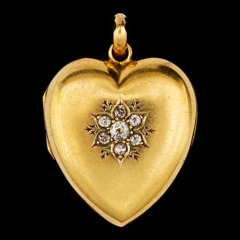 292. A heart shaped pendant, c.1900.