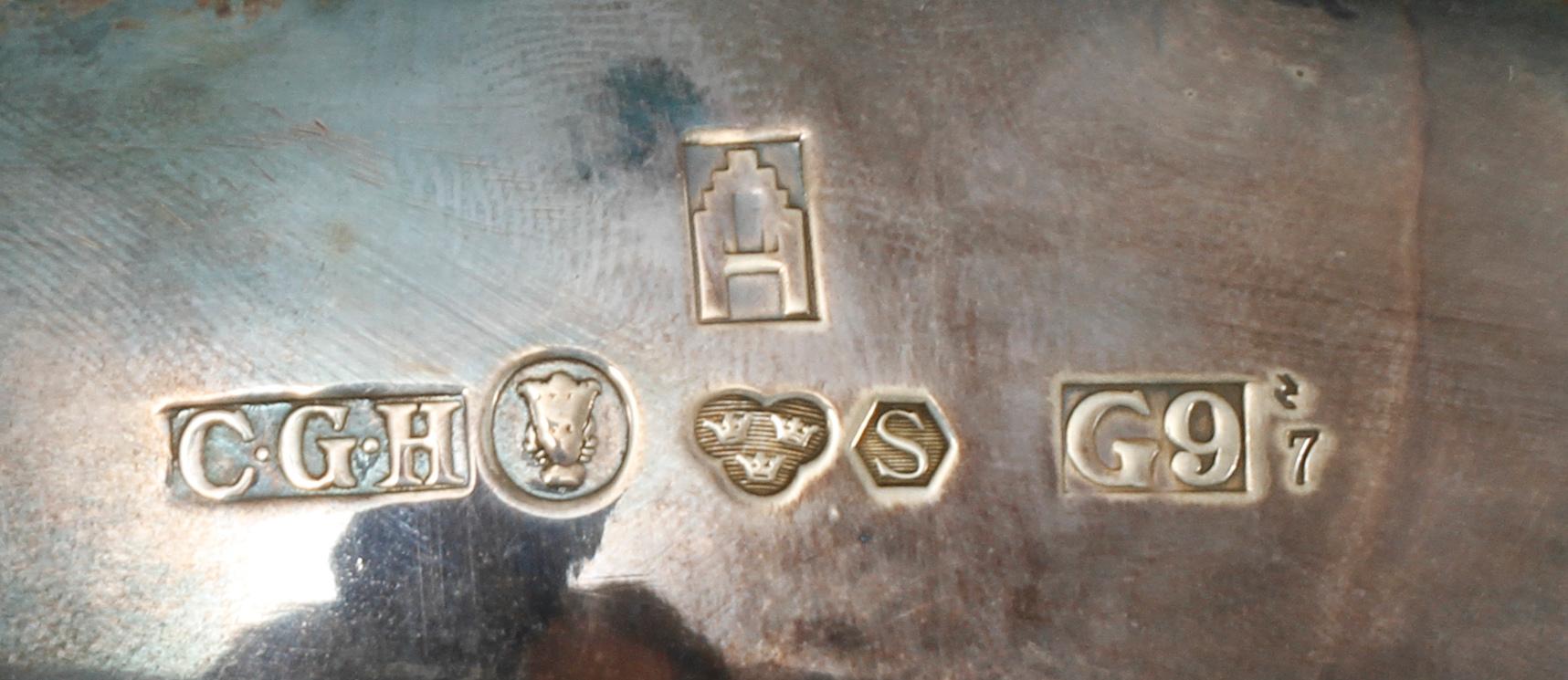 KAFFESERVIS, silver, 3 delar, C G Hallberg, GAB, Stockholm, rokokostil, 1957-1965, vikt 1330 gram.