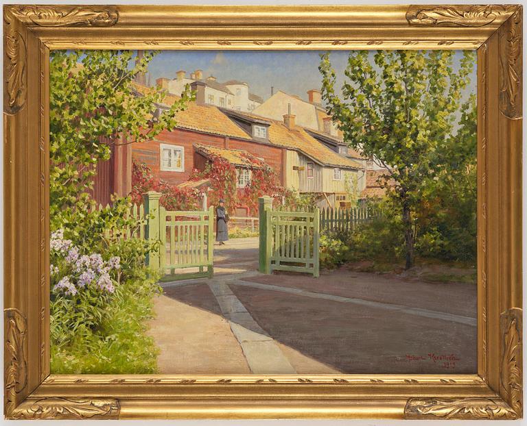 Johan Krouthén, Street with a green gate, Linköping.