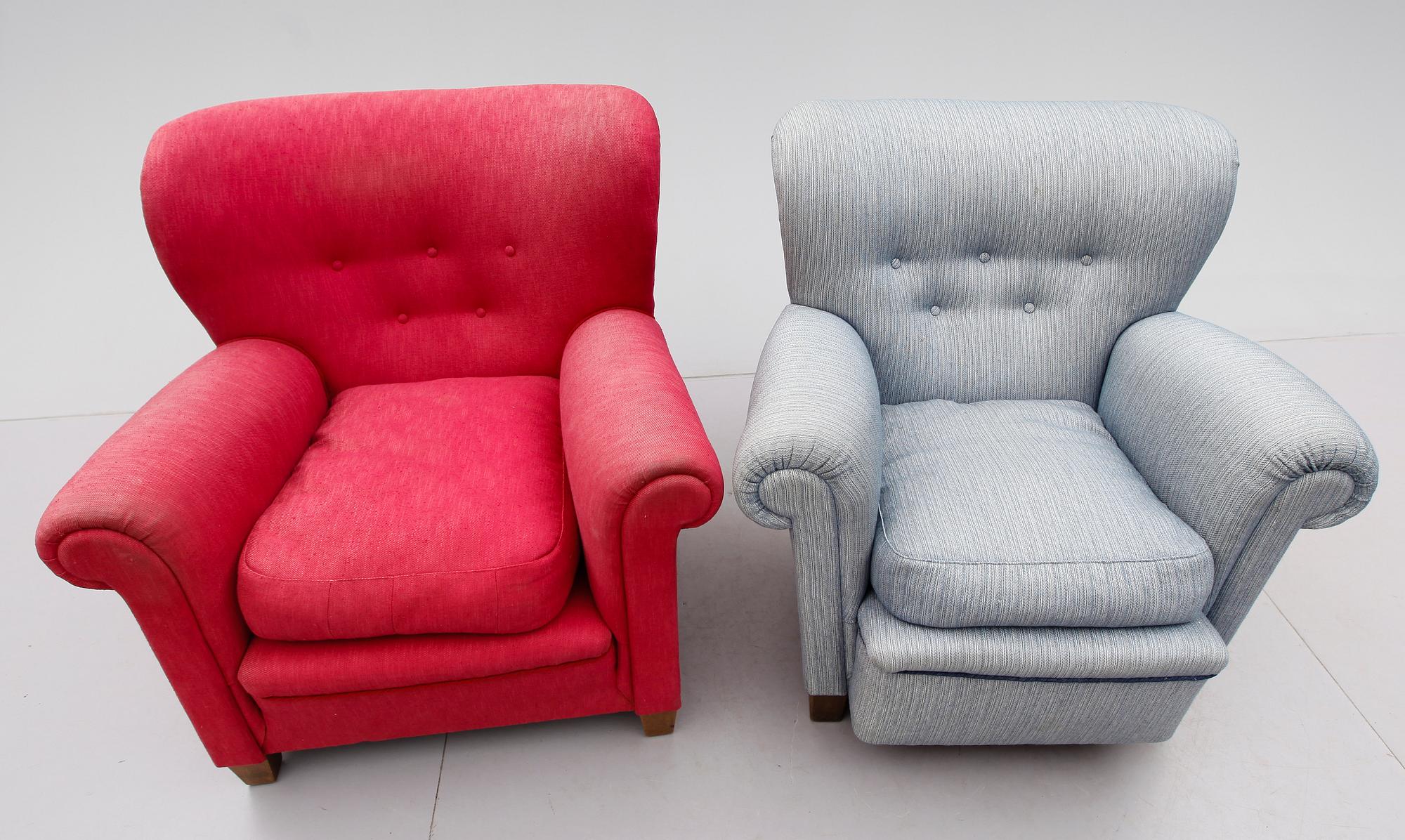 FÅTÖLJER, 2 st, 1900-talets mitt.