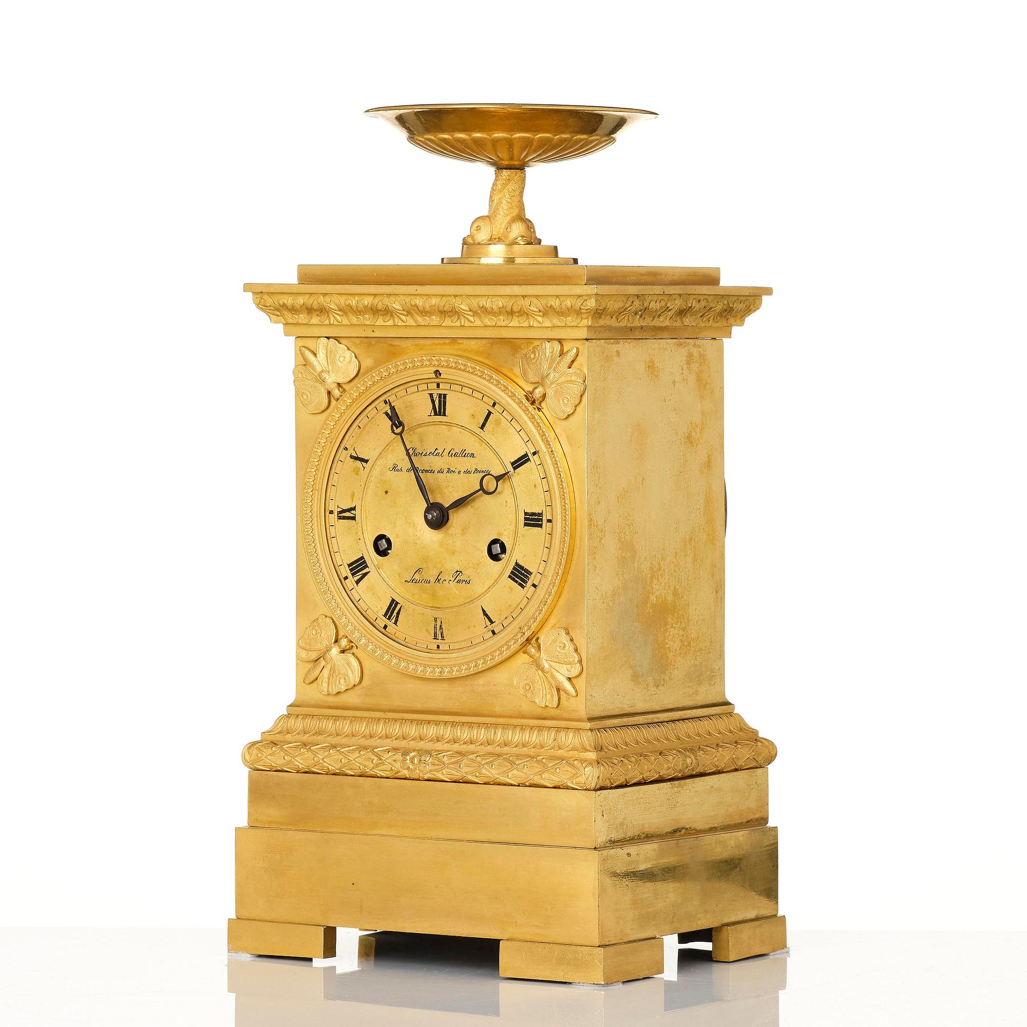 A French Empire ormolu mantel clock by Louis-Isidore Choiselat (master in Paris 1813-47).