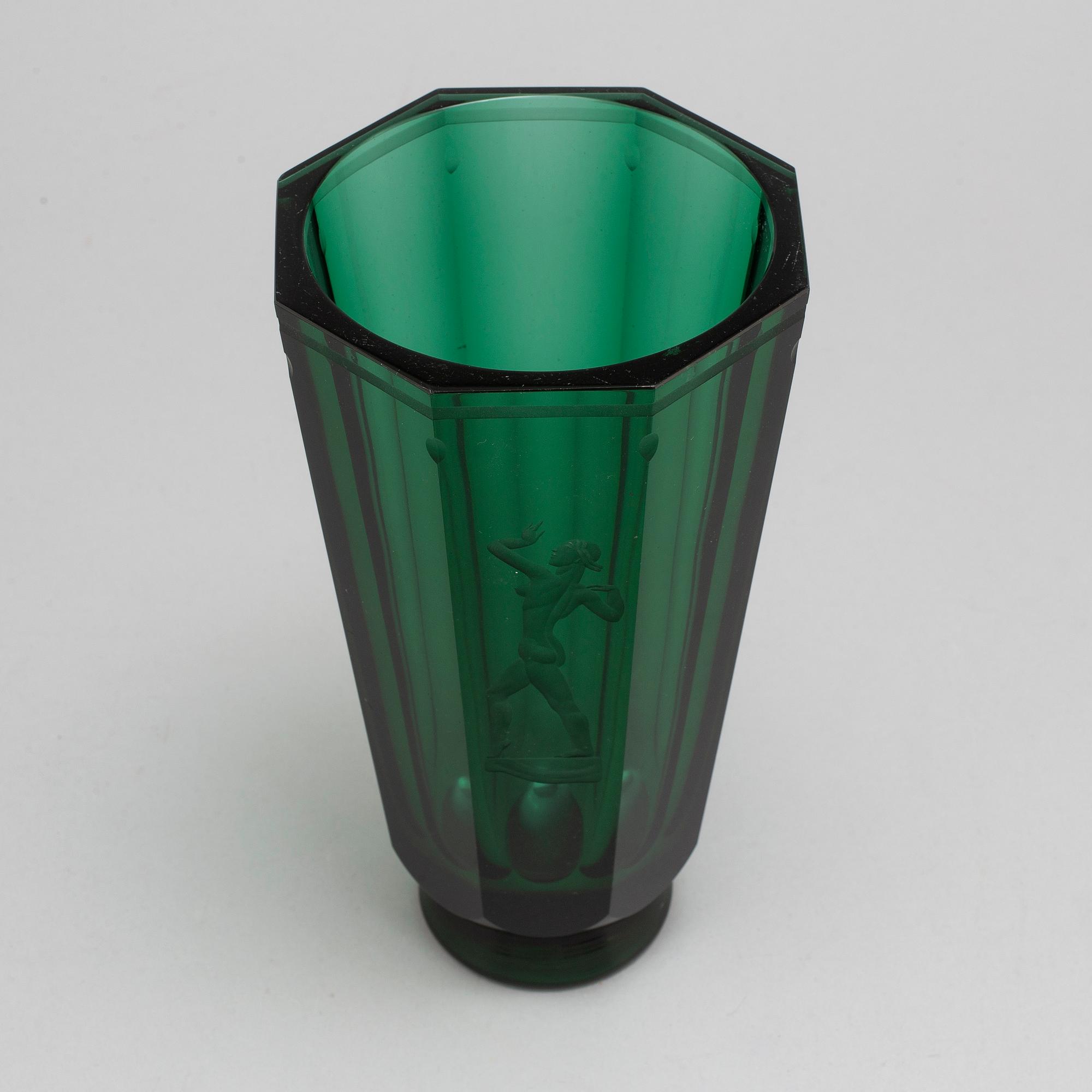 SIMON GATE, vas, glas, Orrefors, signerad, 1930-tal.