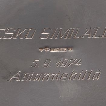 SKÅL, silver, Tillander, Helsingfors 1972. Vikt 528,6 g.
