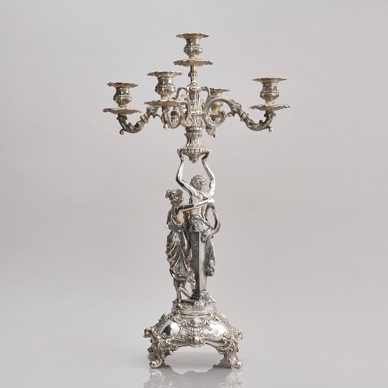 Lale Silverware & Co Ltd, femarmade kandelabrar, tre stycken, sterling silver, Istanbul, Turkiet 1900-tal.