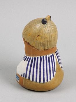 FIGURIN samt VÄGGPLAKETT, stengods, Lisa Larson, Gustavsberg.