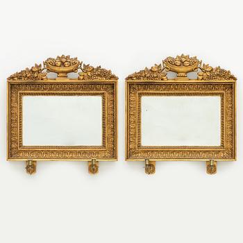 Spegellampetter, ett par, Empire, av Johan Fredrik Sellberg, Vänersborg, 1800-talets första hälft.