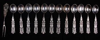 PARTI BESTICK, 20 delar, silver, 1800/1900-tal, vikt 470 g.