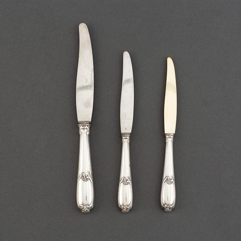 Knivar, 36 st (12+12+12), silver, Frankrike 1800-tal.
