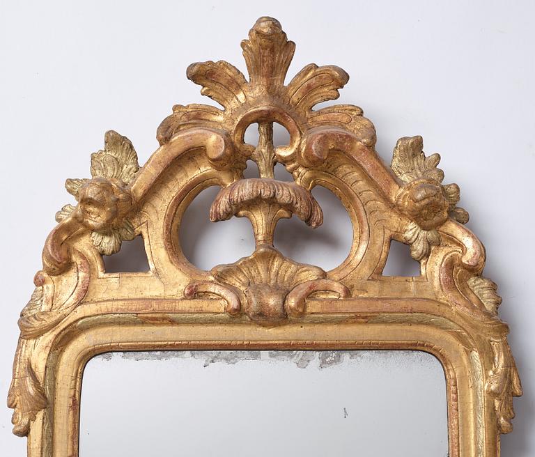 A Swedish Rococo 18th century mirror by Johan Åkerblad (master in Stockholm 1758-1799).