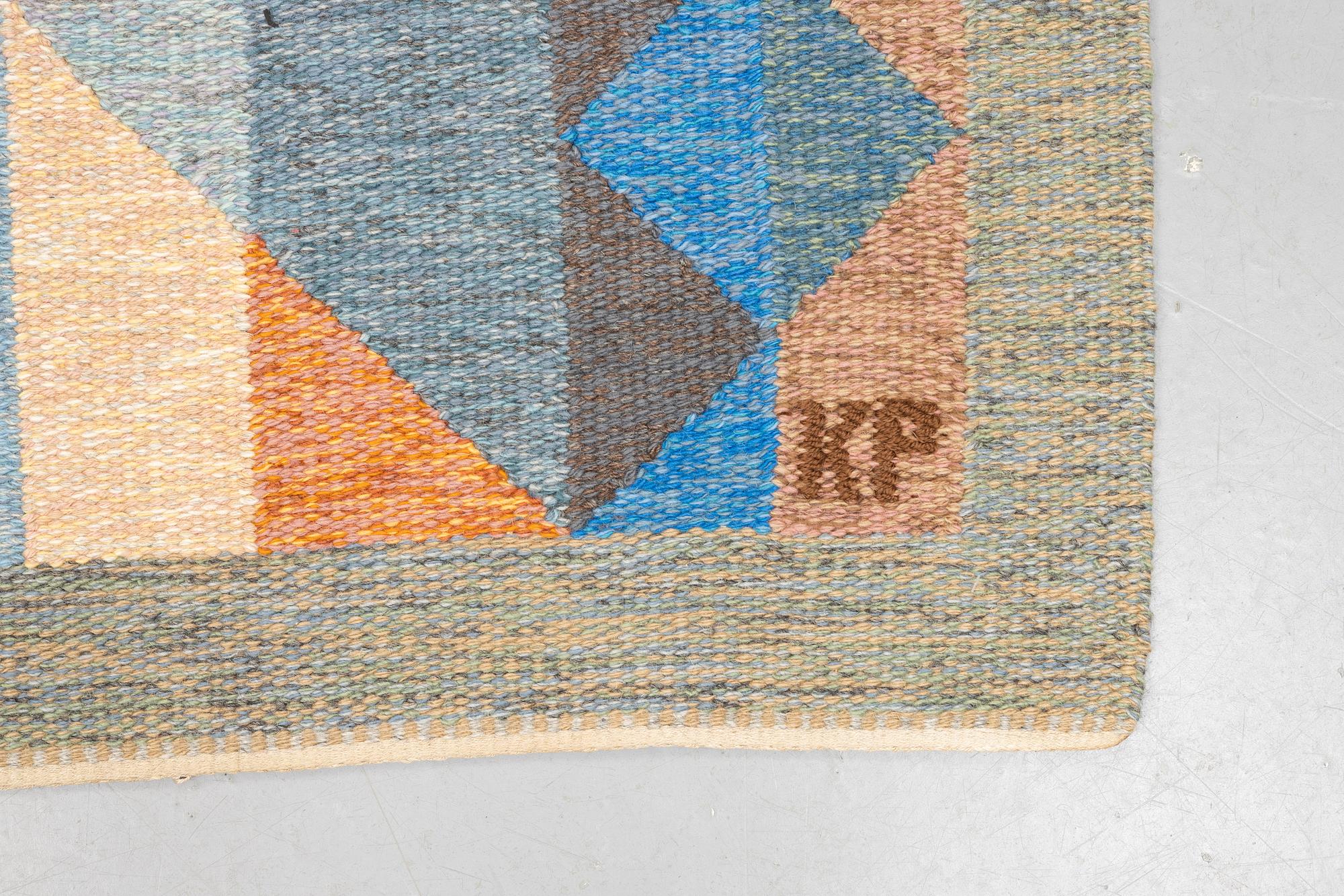 Kerstin Person, a carpet, "Butterfly", flat weave, ca 241,5 x 170,5 cm, signed KP.