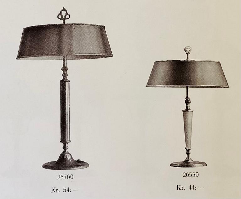 Melchior Wernstedt, bordslampor 1 par, modell "25760", Nordiska Kompaniet, 1920-tal.