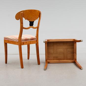 STOLAR 4 st OCH TABURETT, Karl Johanstil, 1900-talets första hälft.