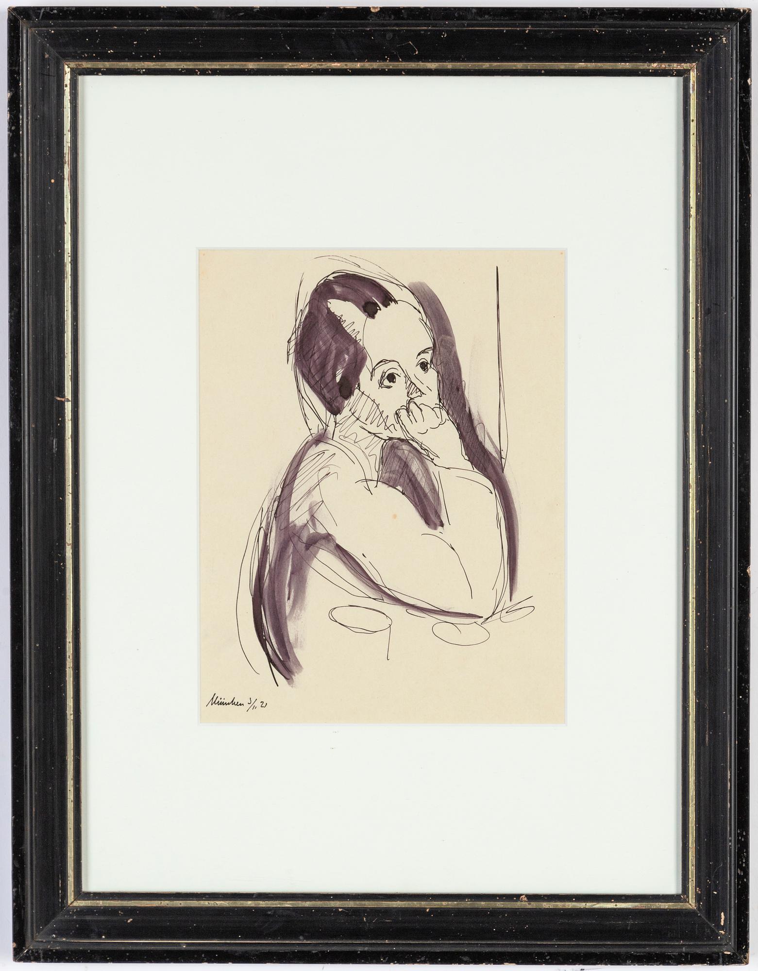 John Jon-And, mixed media on paper, dated München 3/11 -21.