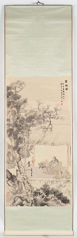 A scroll painting, ink an colour on paper, Hu Tiemei (1848-1899).