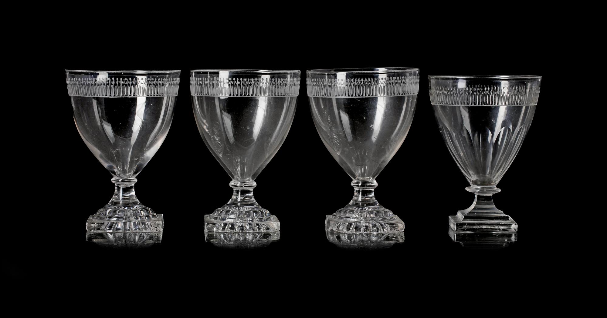 VINGLAS, 4st, sengustavianska, 1700/1800-tal.