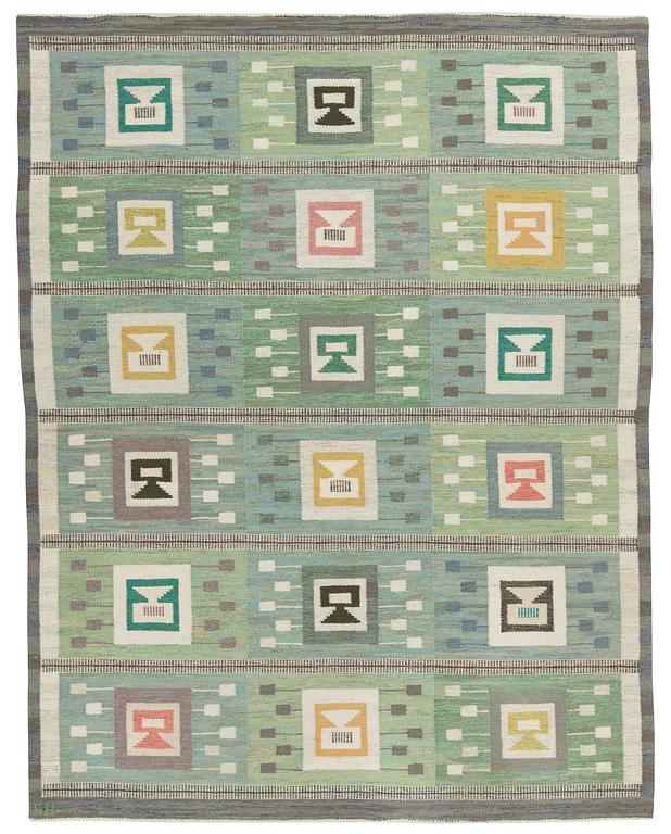 Edna Martin, A CARPET. "Flickorna i fönstret". Flat weave. 254 x 200 cm. Signed SH.