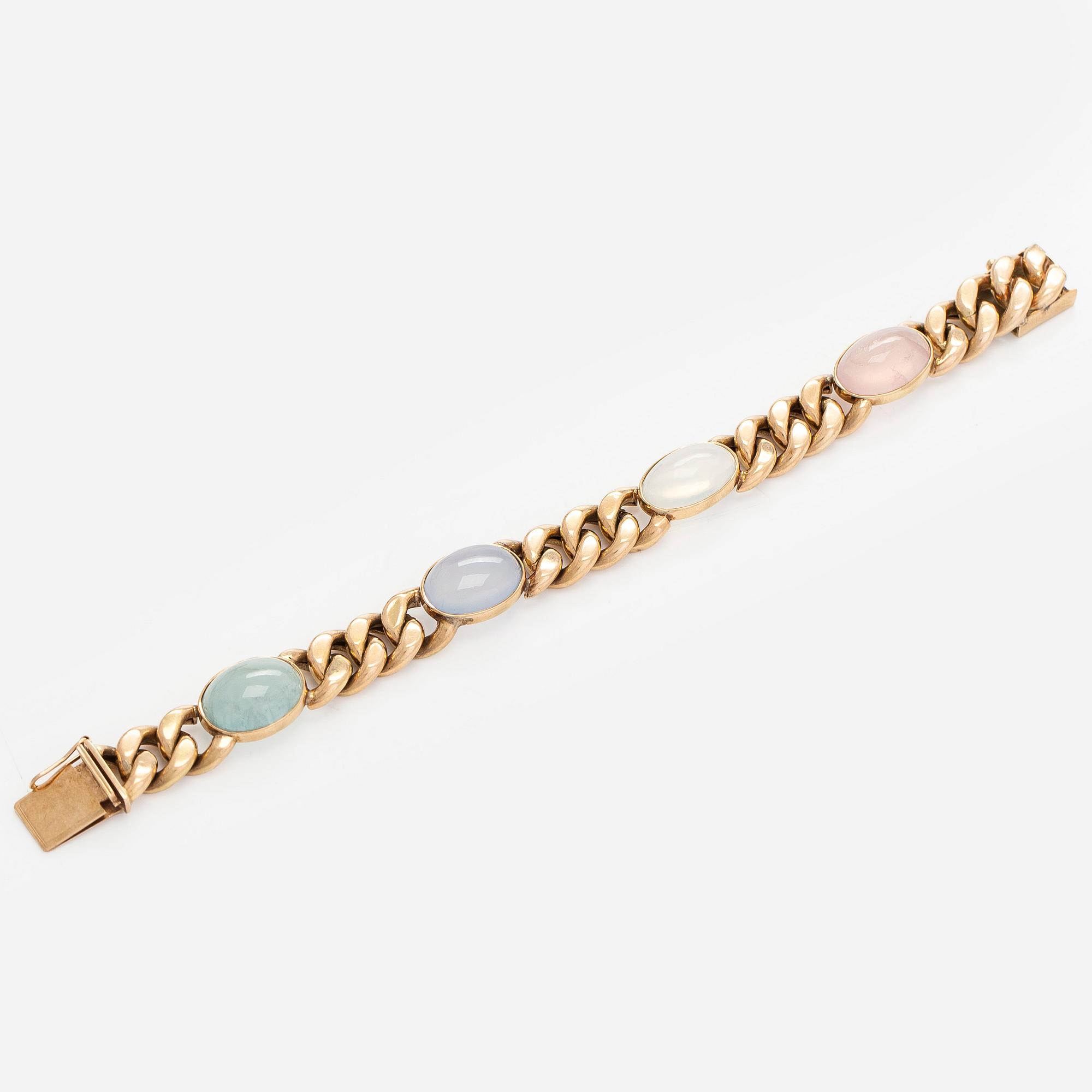 Armband, 14K guld, och cabochonslipade stenar.