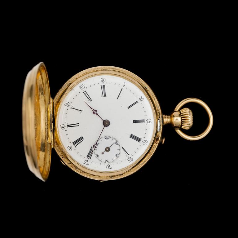 FICKUR, dam, 18k guld, 1800-talets slut. Vikt 42,8g.