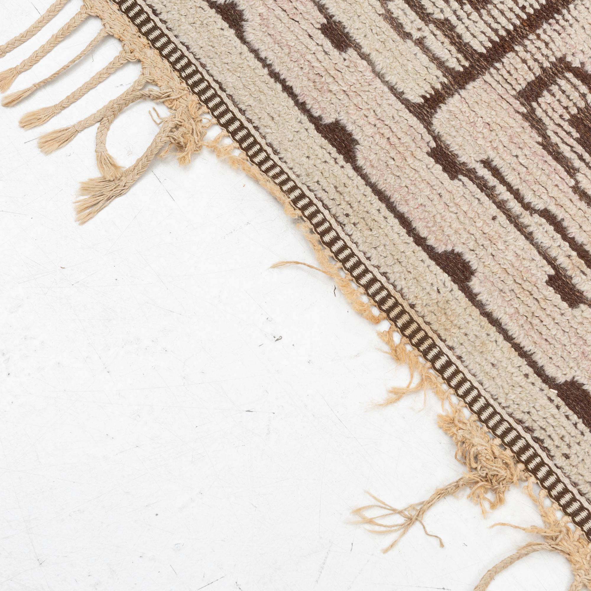 Märta Måås-Fjetterström, A 'Skvattram' carpet, knotted pile in relief, ca 365 x 228 cm, signed AB MMF.