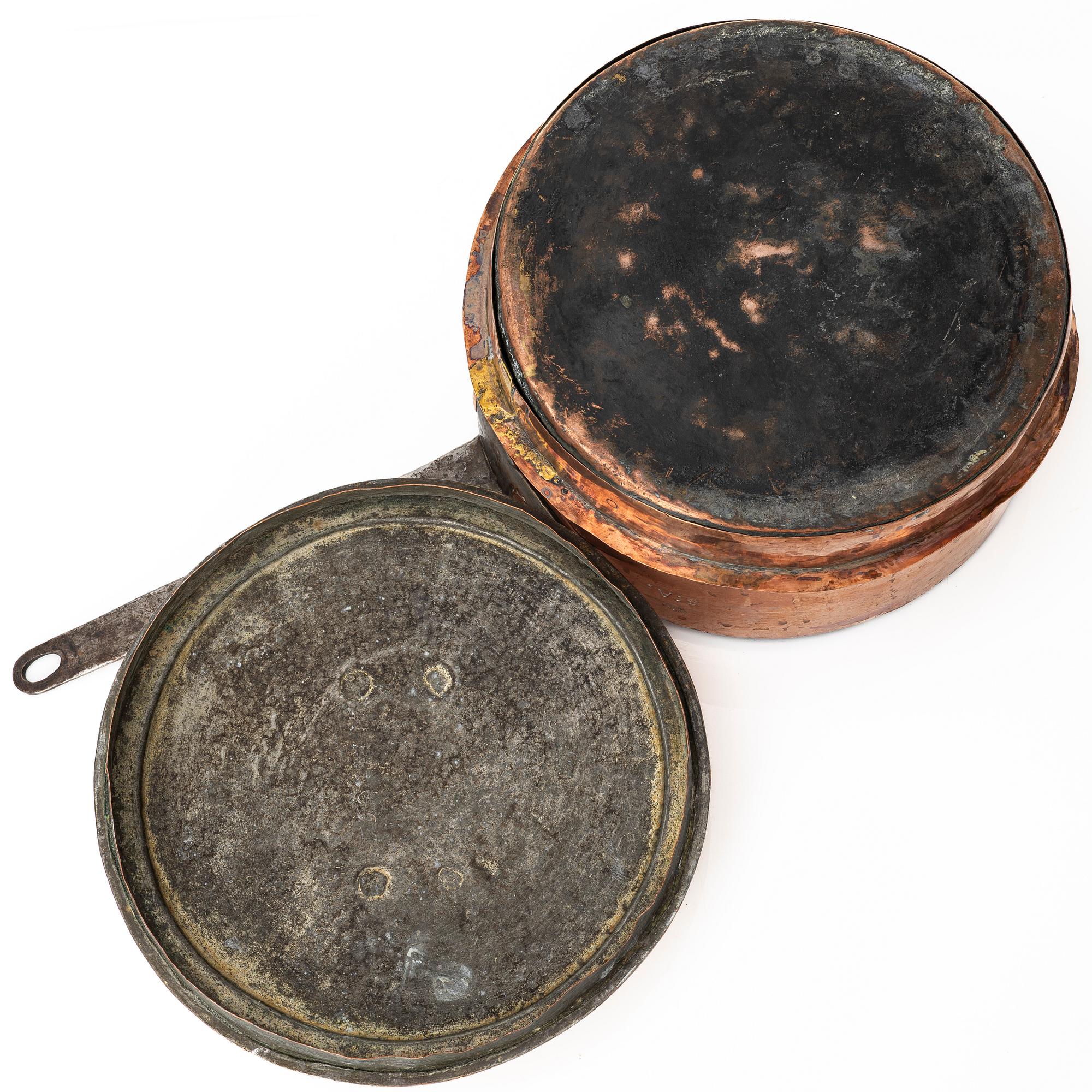 A copper saucepan, from the royal household of Sofia albertina, Sweden, 18th-19th century.