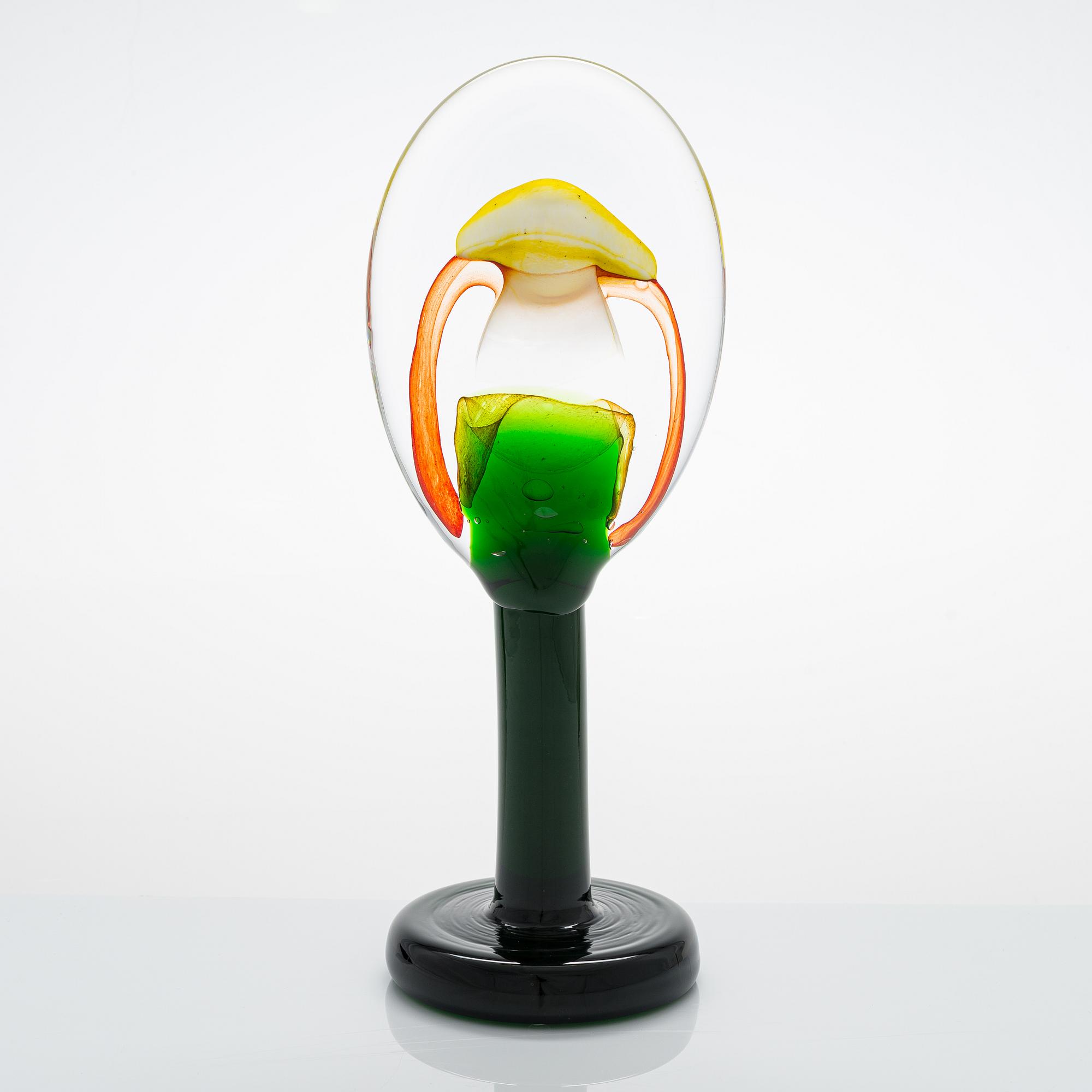 Oiva Toikka, glasskulptur, "Lollipop", signerad O. Toikka Iittala 2015 27/50.
