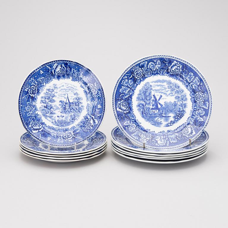 A 32-piece Blue Landscape dinnerware by Reinhard Richter, Arabia Finland 1964-1971.