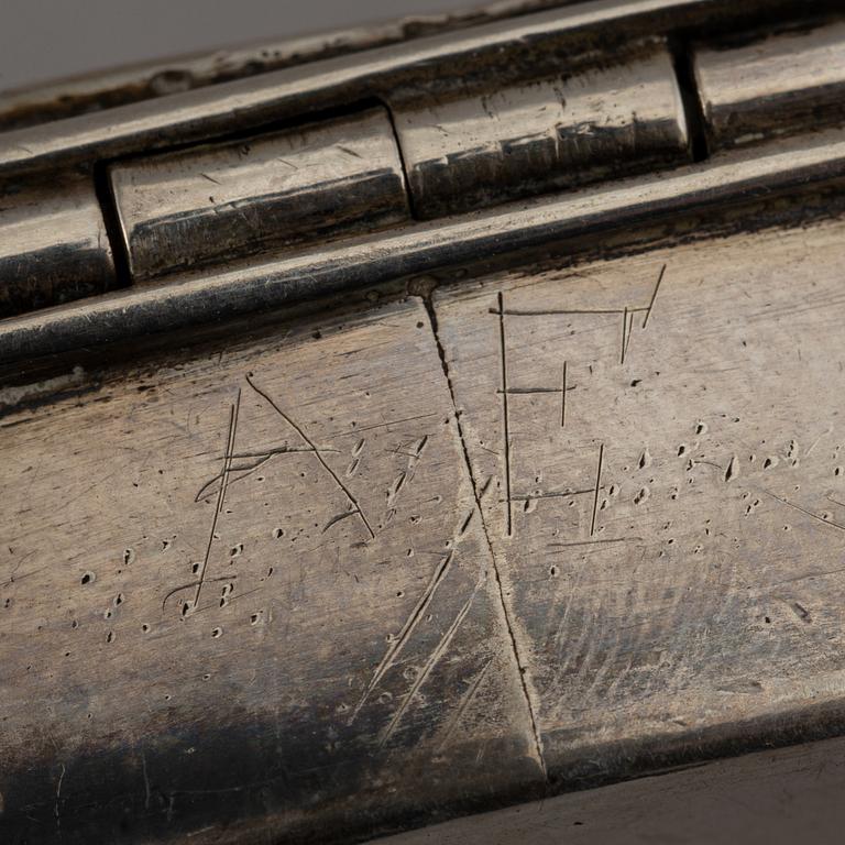 Dosa, guld, samt dosor, 4 st, silver. 1800-1900-tal.