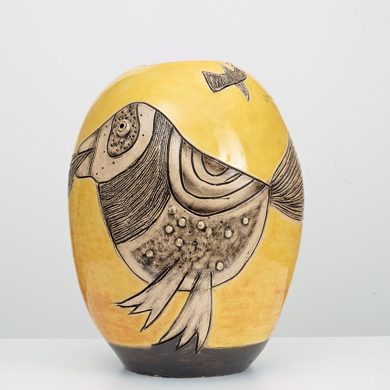 A Cornelis van Beverloo (Corneille) ceramic 'Vase Jaune', J.M. Foubert, France 1999.