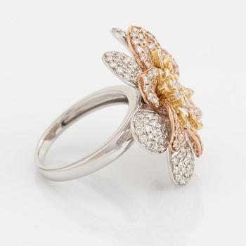 Brilliant cut diamond flower ring.