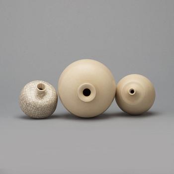 Berndt Friberg, three stoneware vases, Gustavsberg studio, Sweden 1972-77.