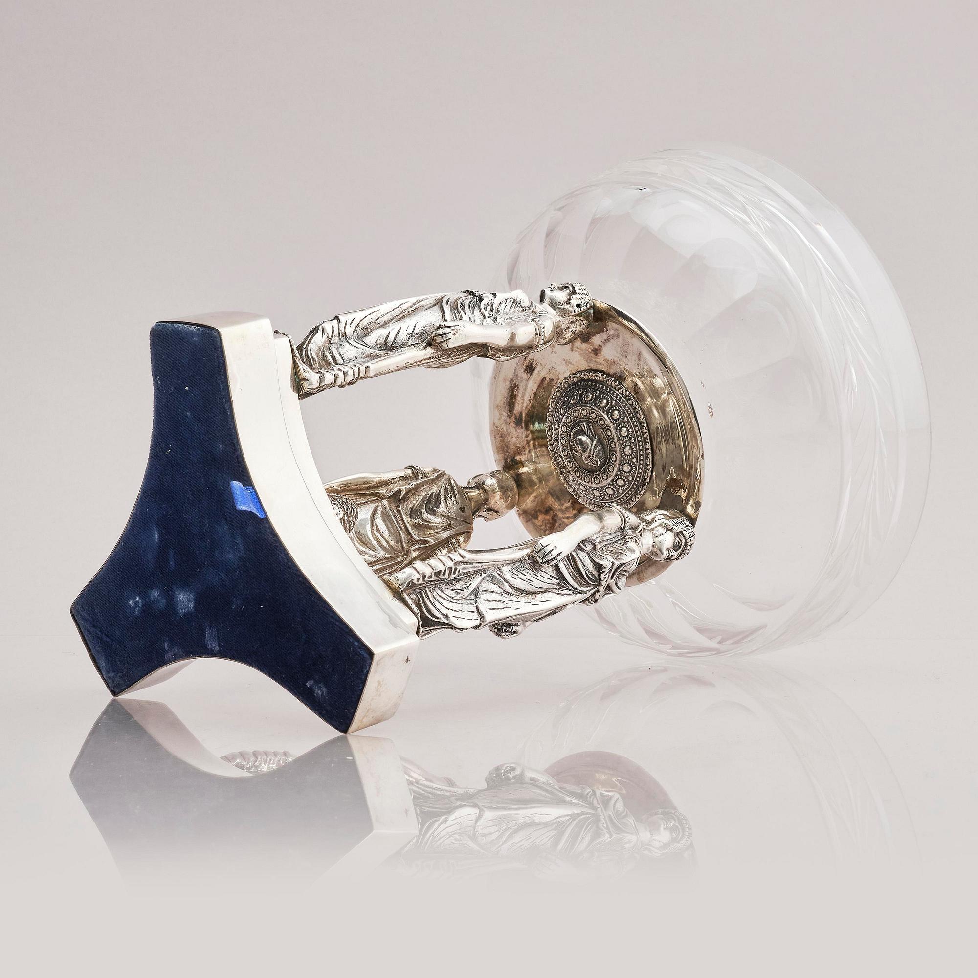 Lale Silverware & Co Ltd, uppsatsskål, sterling silver och glas, Istanbul, Turkiet, 1900-tal.