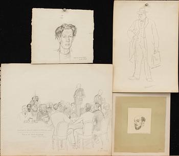 ARVID FOUGSTEDT, 4 drawings, signed.