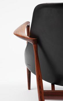Ib Kofod-Larsen, a rosewood "Elizabeth" easy chair, cabinetmakers Christensen & Larsen, Denmark, 1950s-60s.