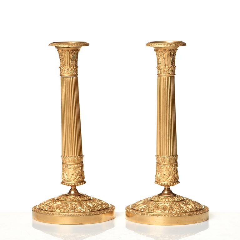 A pair of Empire candlesticks.