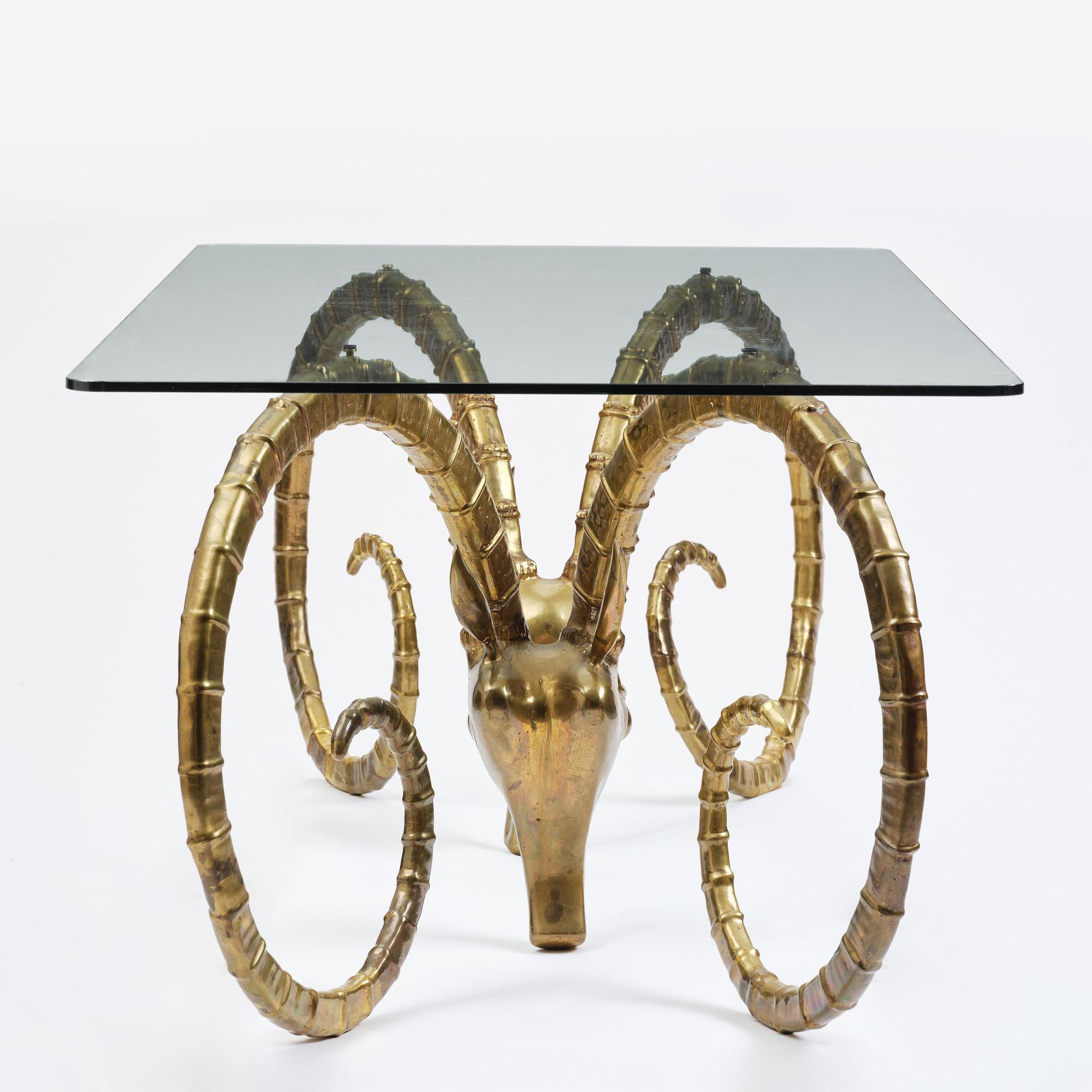 Alain Chervet, a brass and glass 'Ibex' dining table, France, 1970's.