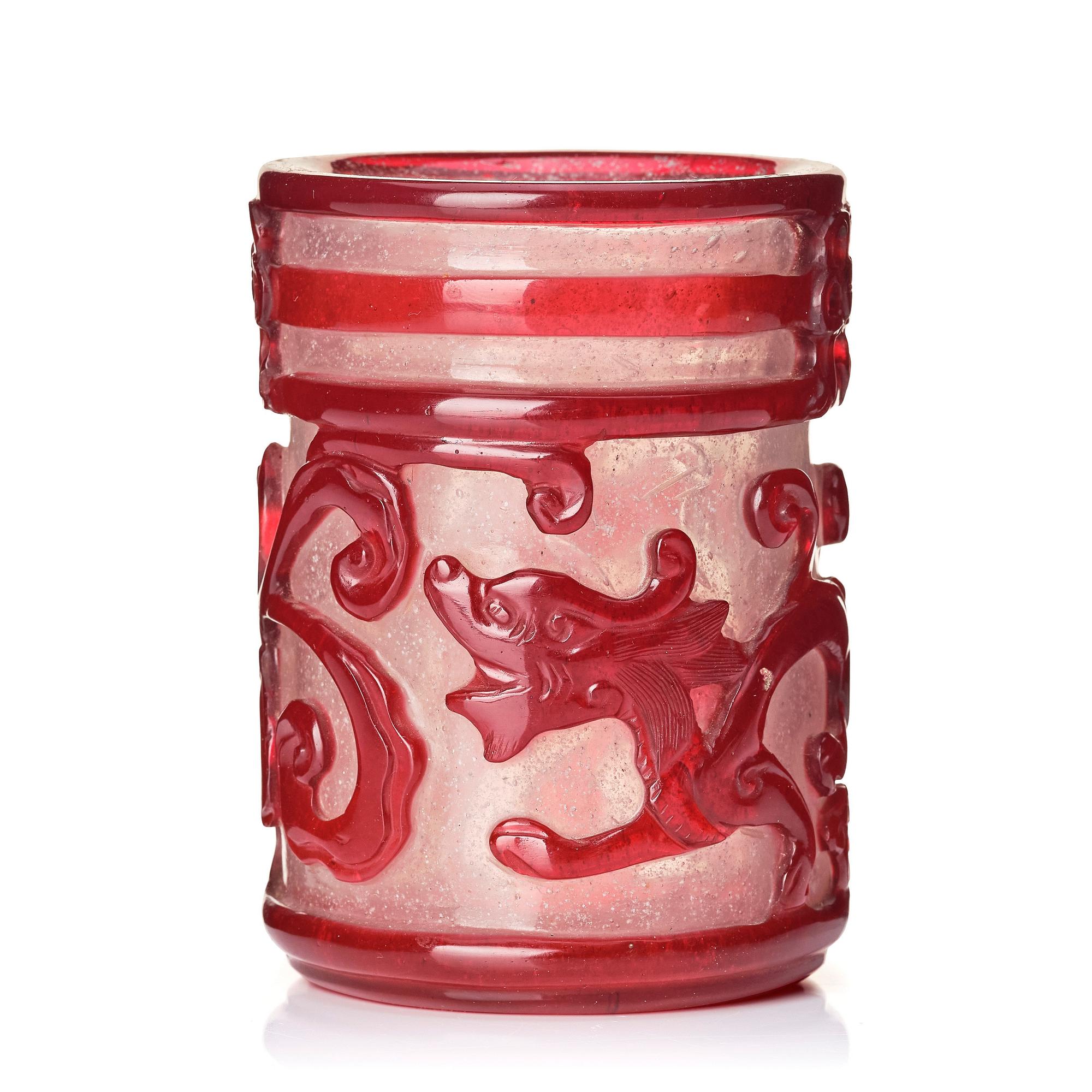 Penselställ, pekingglas. Kina, med sigillmärke.