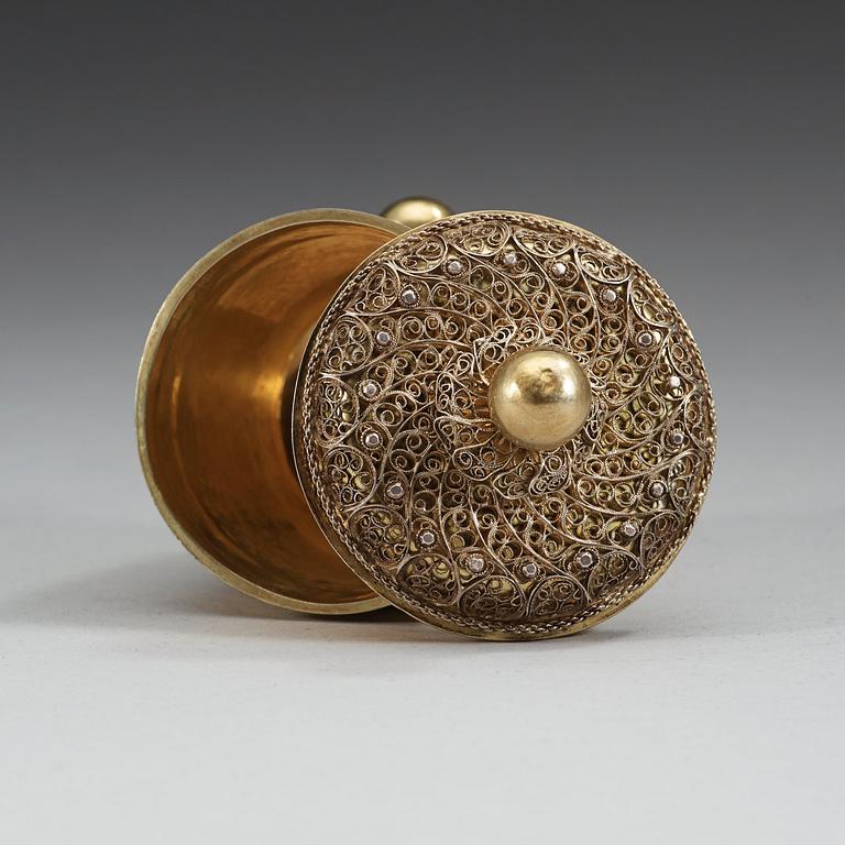 FILIGRANBÄGARE med LOCK, av Johan Friedrich Straub, Karlstad (verksam -1674-1713). Barock.