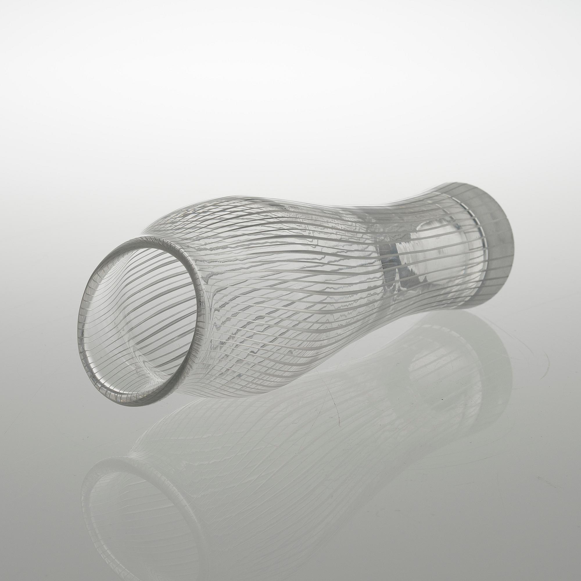 A GLASS VASE, "Varsanjalka" 3215, signed Tapio Wirkkala Iittala.